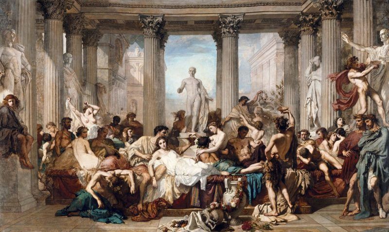 A hanyatláskori rómaiak, orgiát ünnepelve" Thomas Couture (1815–1879)  festménye